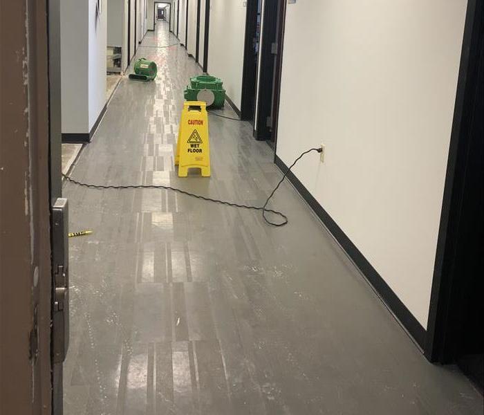 A photo showing water damage in a commercial property